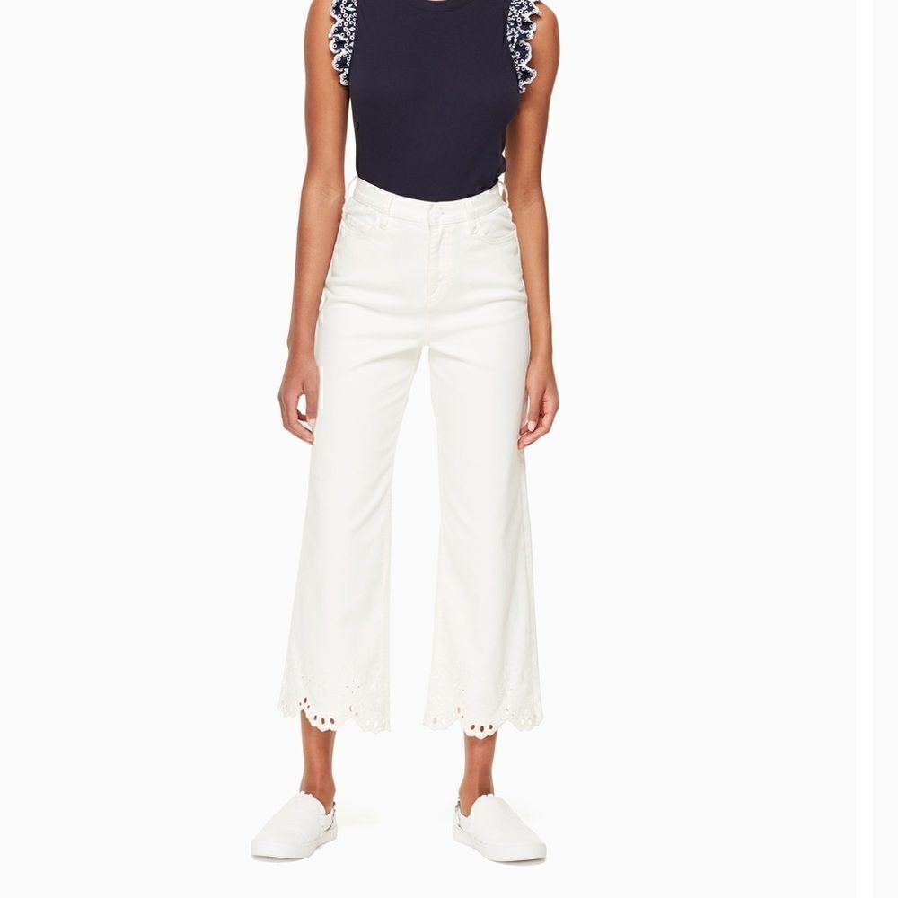 kate spade / cutwork denim white high waist jeans
